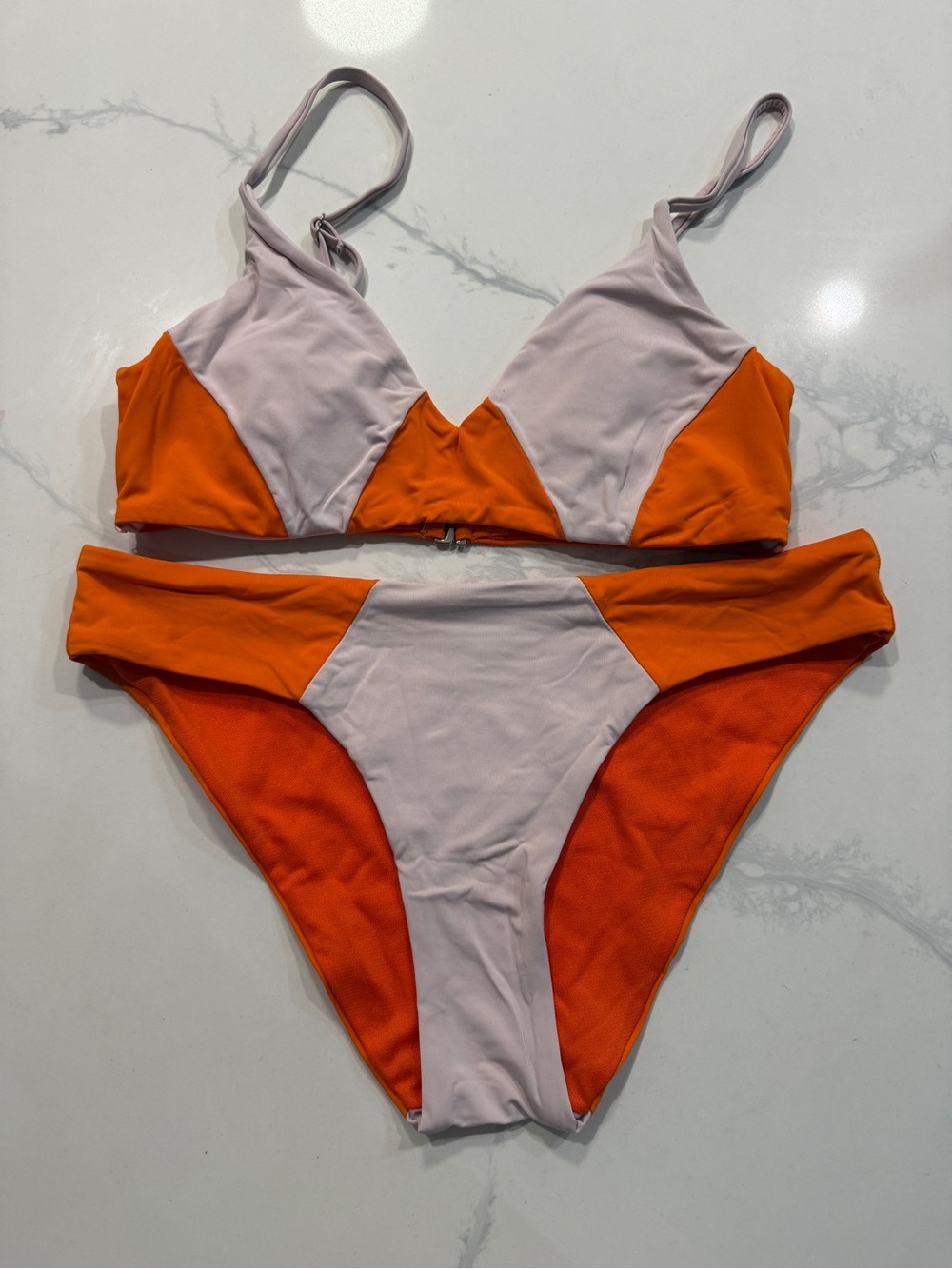 Vero Moda Two-Tone Pink and Orange Triangle Bikini Set